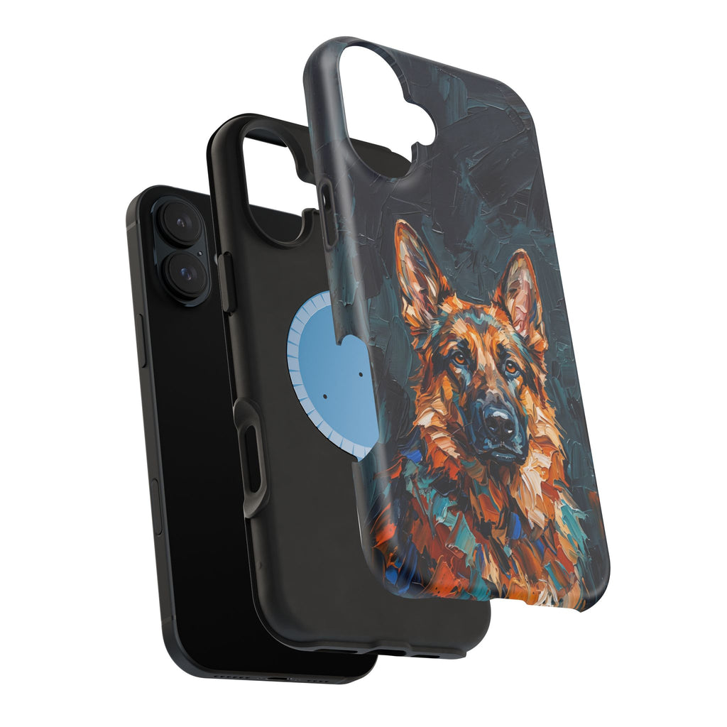 German Shepherd Phone Case | Palette Knife Painting Art — Tough Magnetic Case with Wireless Charging