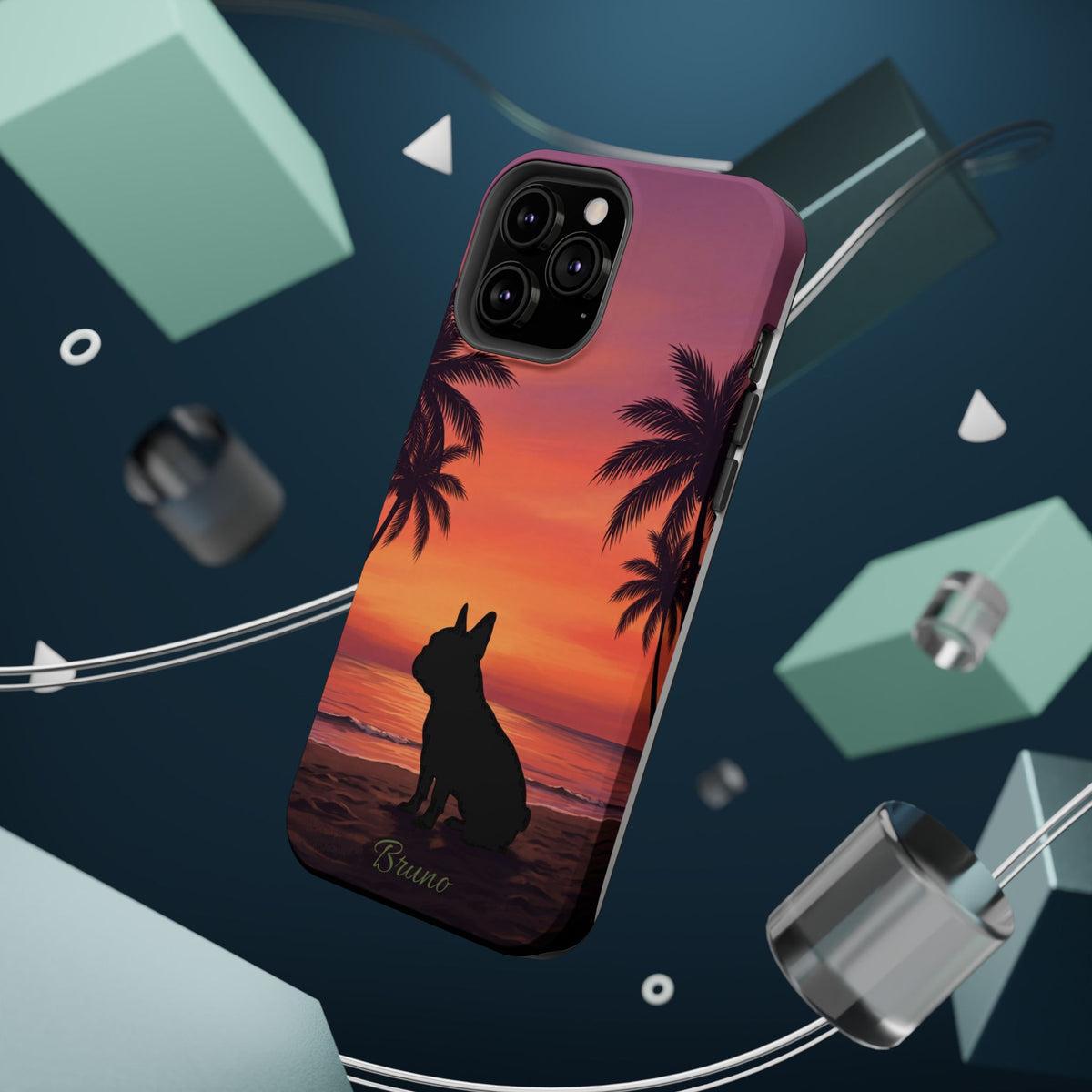 Personalized French Bulldog Tropical Beach Phone Case — Wireless Charging Cover
