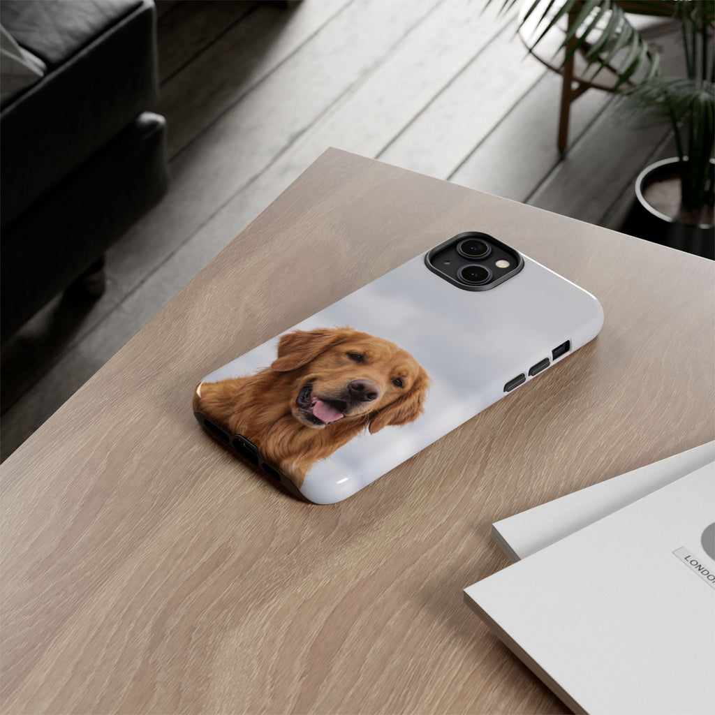 Golden Retriever Portrait Phone Case | Happy Dog Photo on Soft Sky Background | Samsung & iPhone