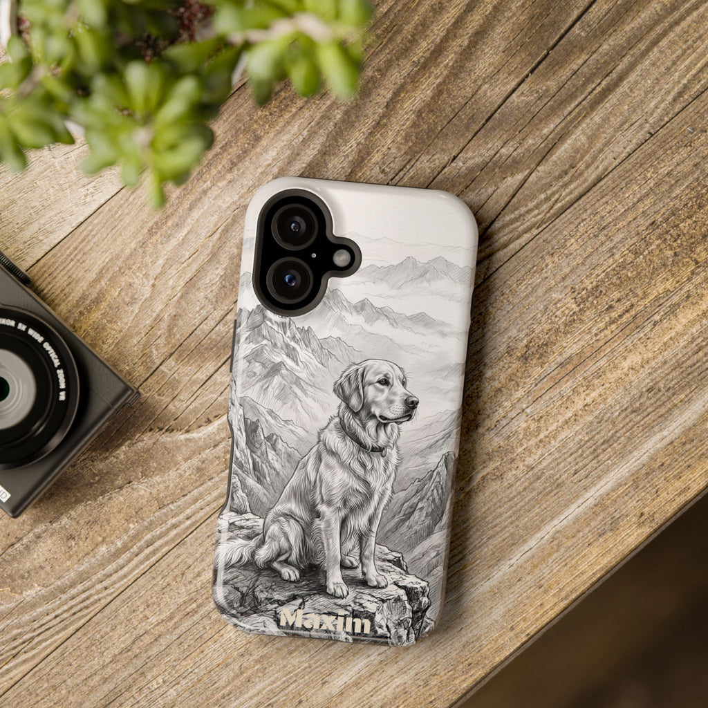 Personalized Golden Retriever Mountain Peak Phone Case — Wireless Charging Cover