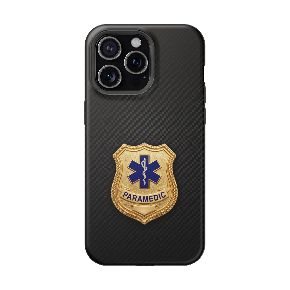 Gold Paramedic Badge Black Phone Case — Magnetic Wireless Charging Cover