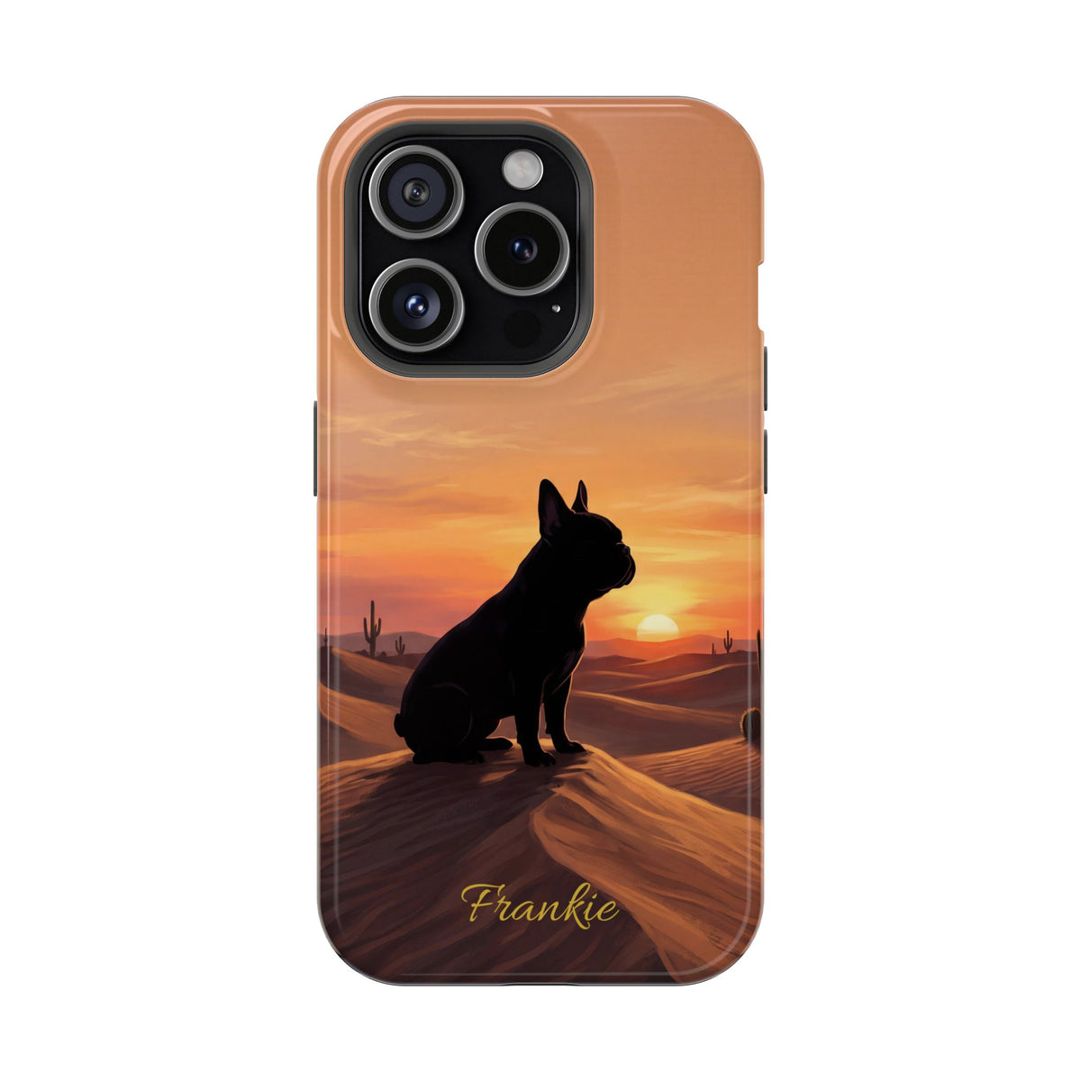 Personalized French Bulldog Desert Sunset Phone Case — Wireless Charging Cover