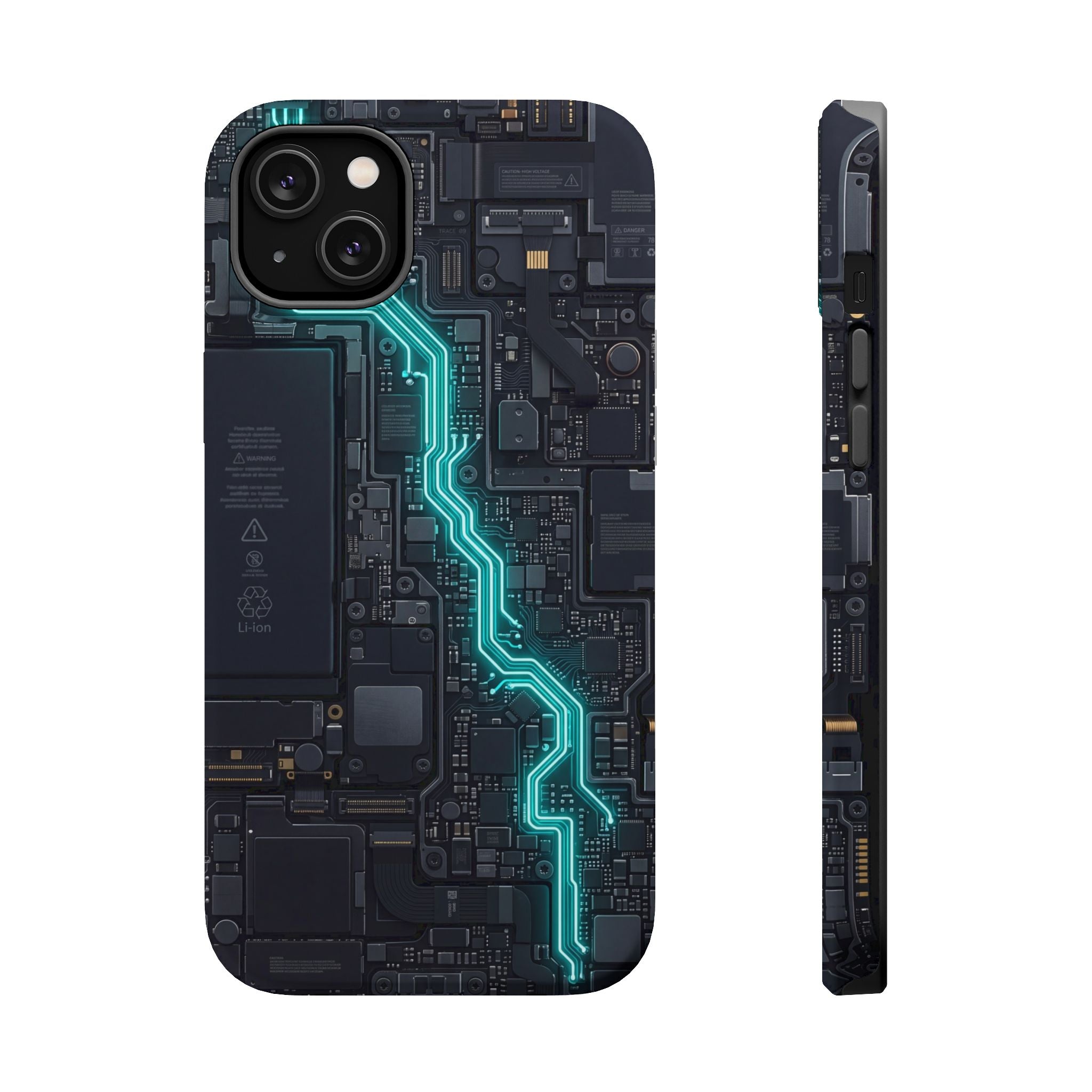 Cyan Bolt Electrician Phone Case — Electric Circuit Wireless Charging Cover