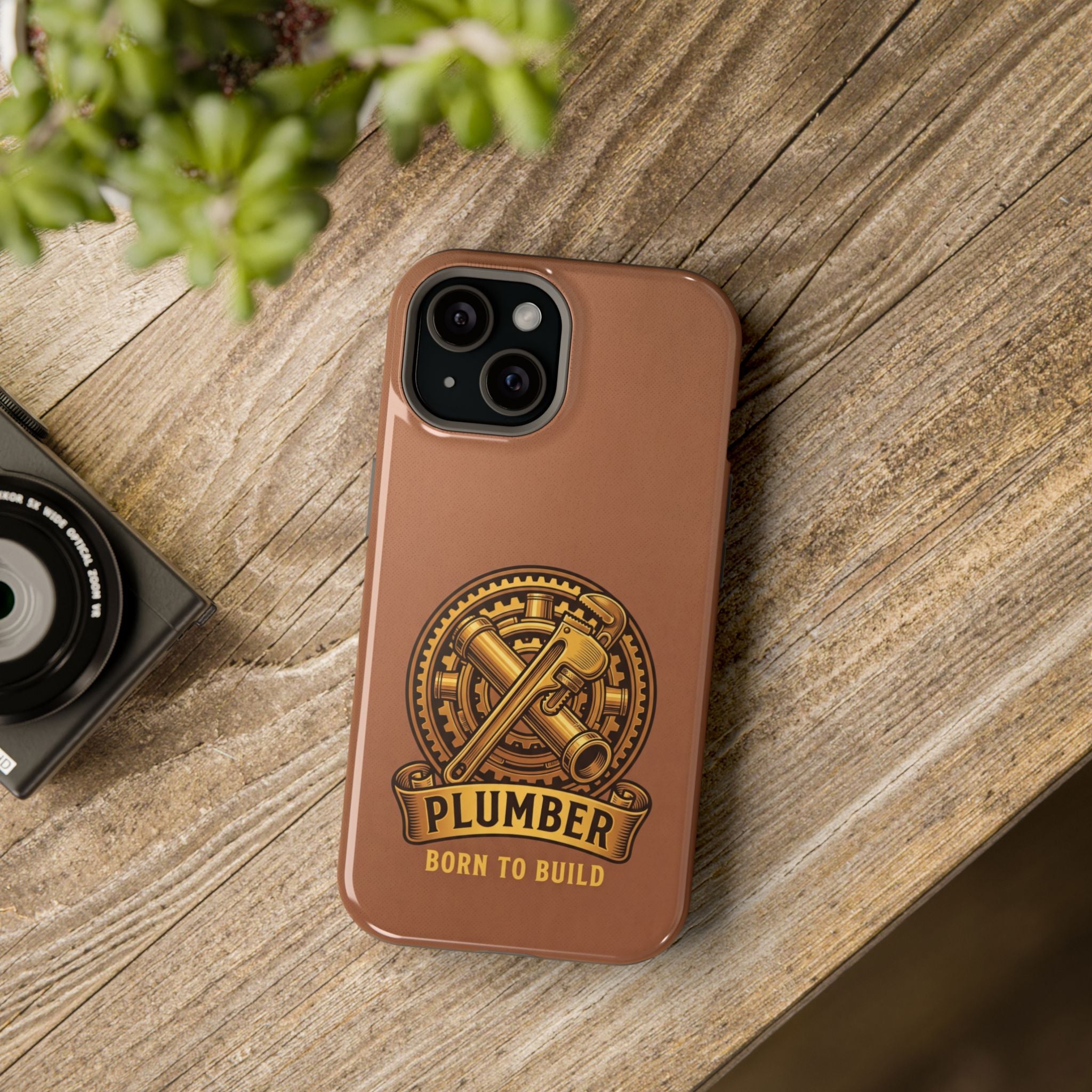 Plumber Born to Build Phone Case — Badge Wireless Charging Cover