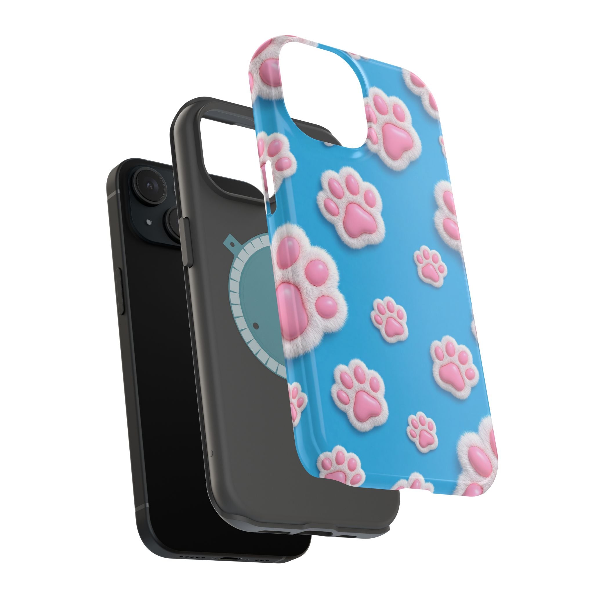 Fluffy Paw Print Phone Case | Cute 3D Pink Paw Pattern Case for Dog & Cat Lovers | iPhone & Samsung
