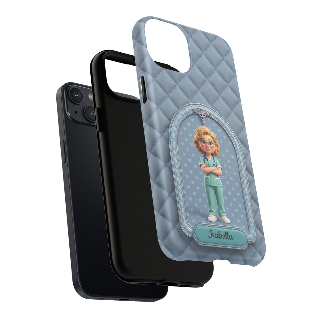 Personalized Nurse Phone Case | Quilted Badge Design, Custom Name iPhone Case