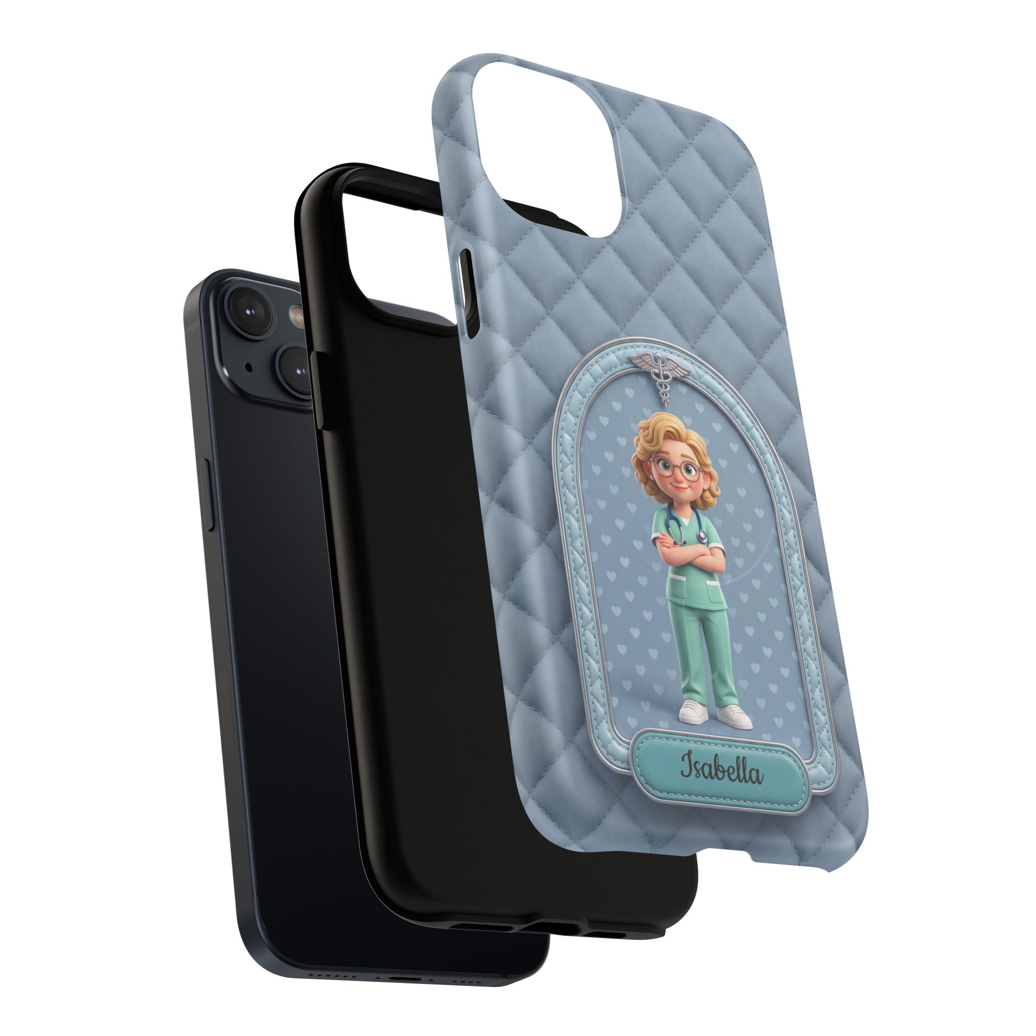 Personalized Nurse Phone Case | Quilted Badge Design, Custom Name iPhone Case