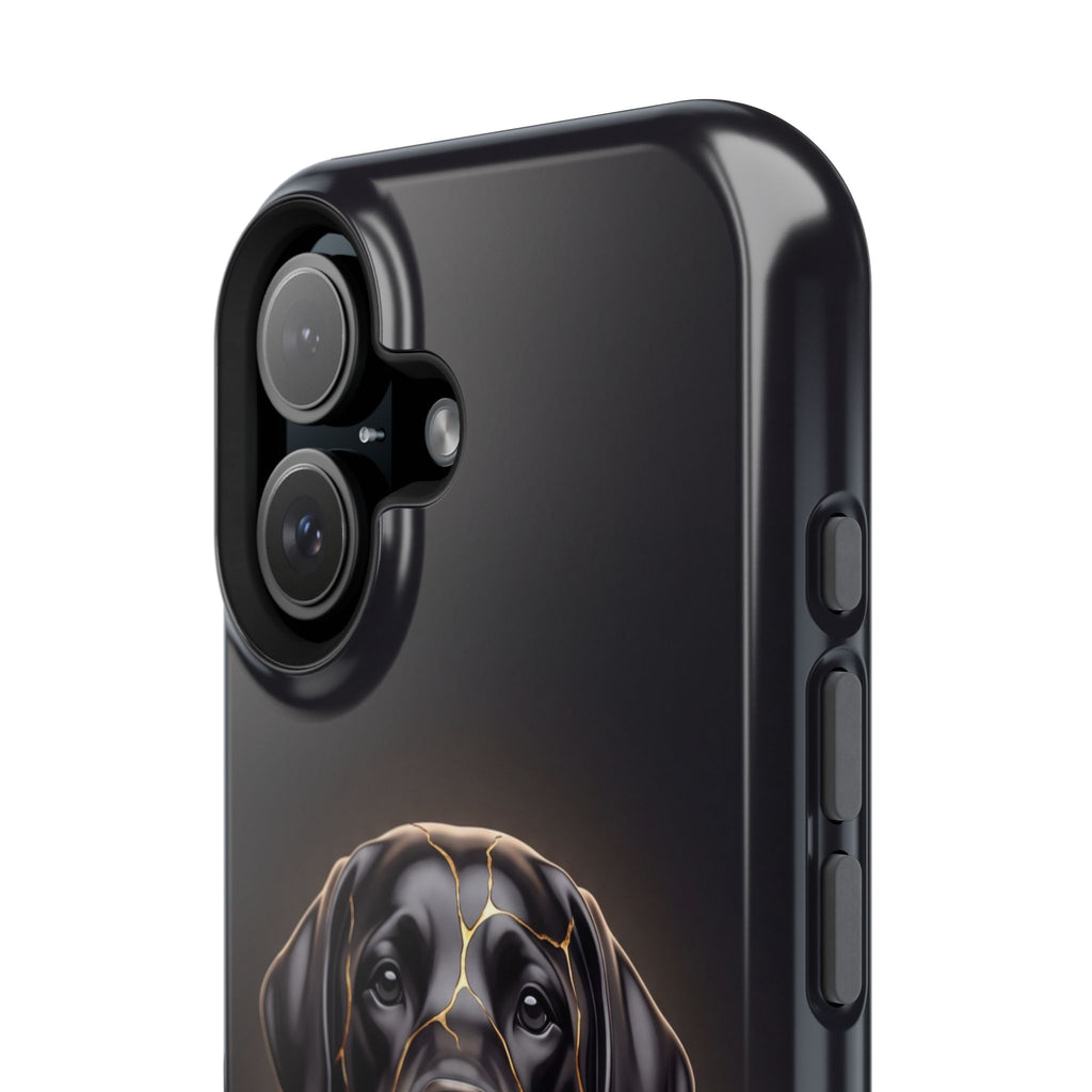 Personalized Obsidian Kintsugi Labrador Phone Case — Tough Magnetic Case with Wireless Charging
