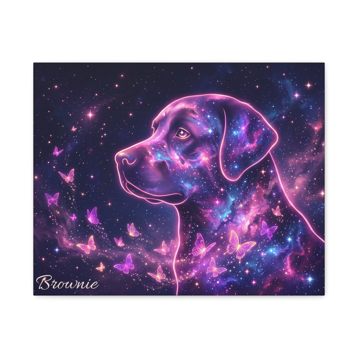 Labrador Personalized Canvas | Cosmic Galaxy Butterfly Wall Art