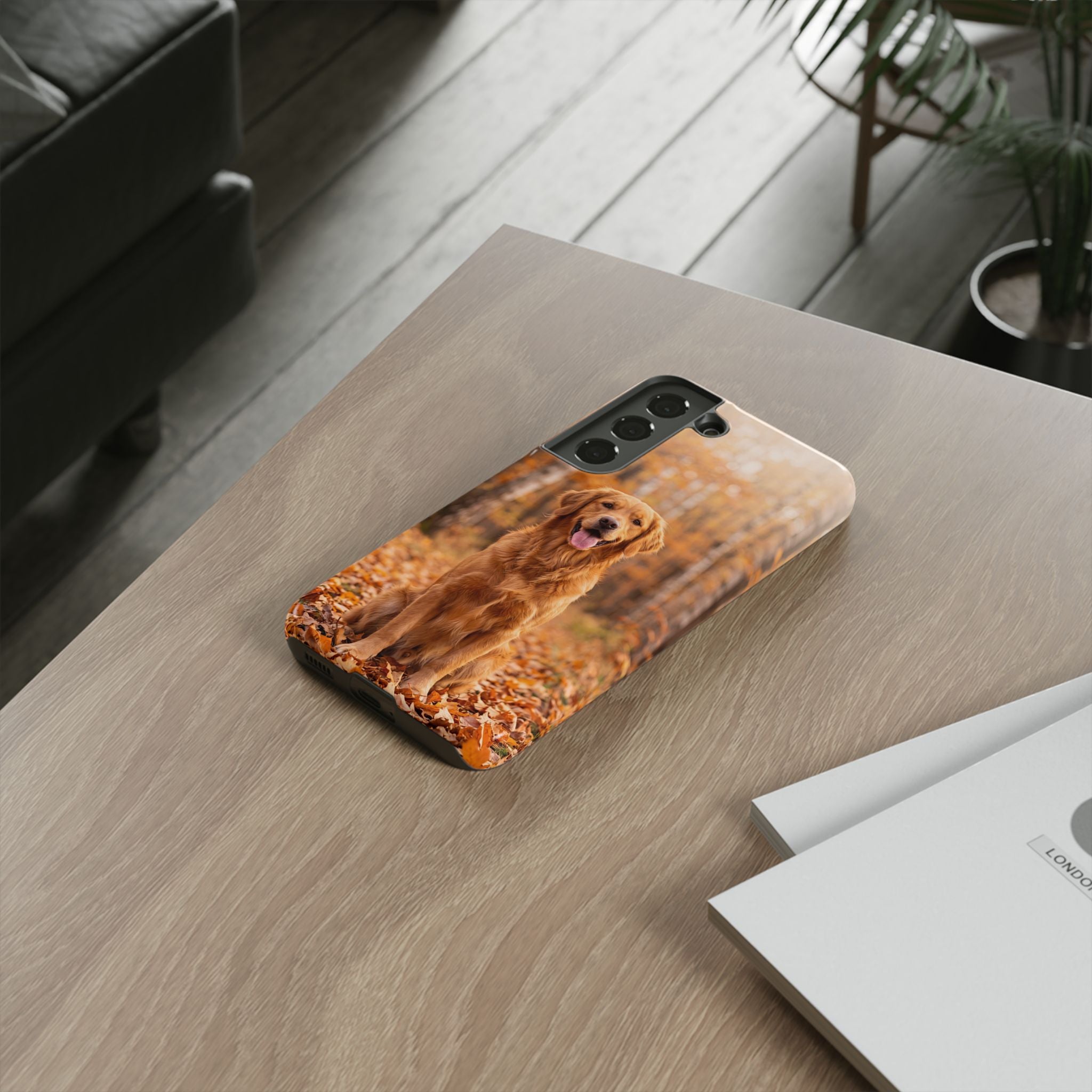 Golden Retriever Autumn Forest Phone Case | Happy Dog in Fall Foliage | Samsung & iPhone