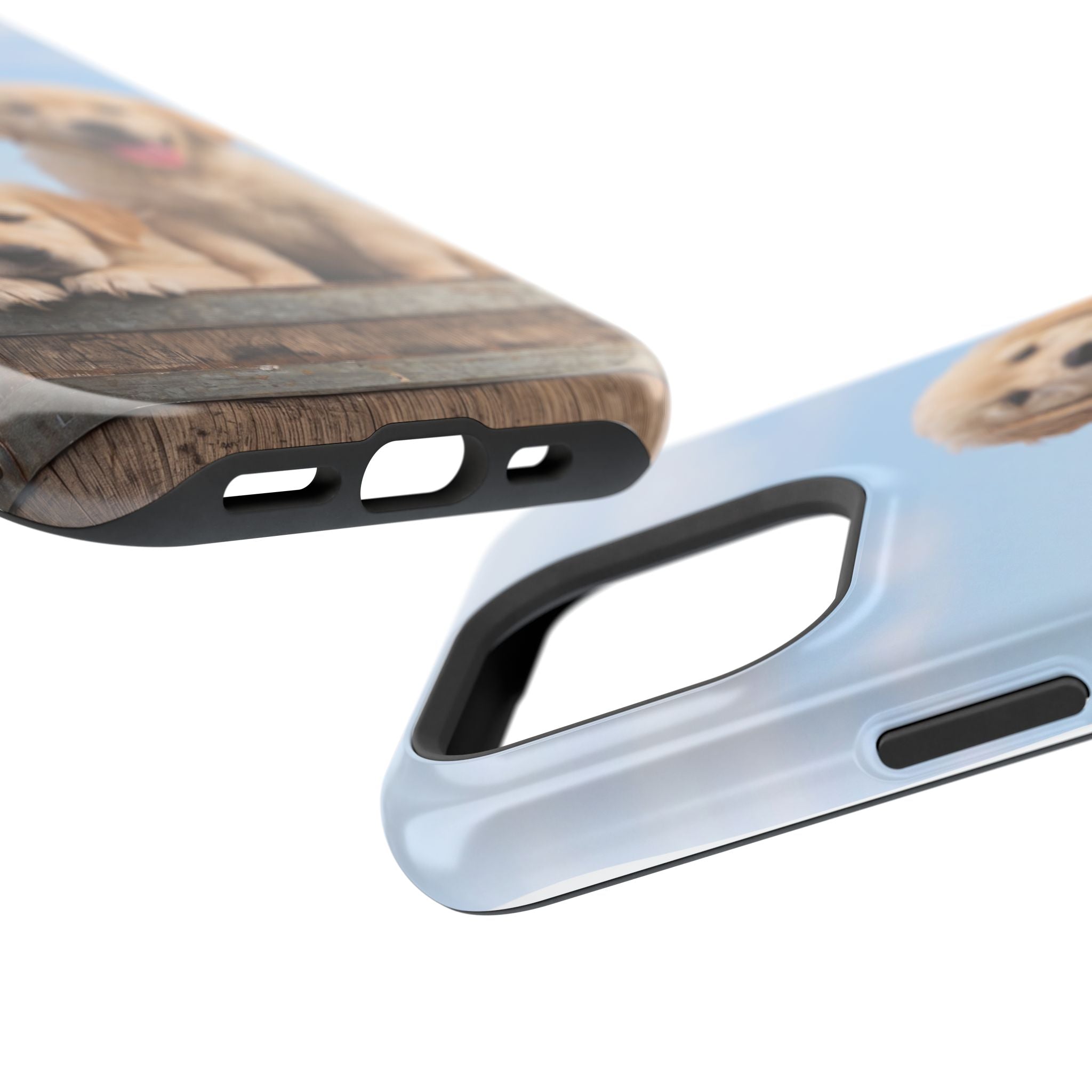 Golden Retriever Puppy Duo Phone Case — Impact-Resistant Wireless Charging Cover