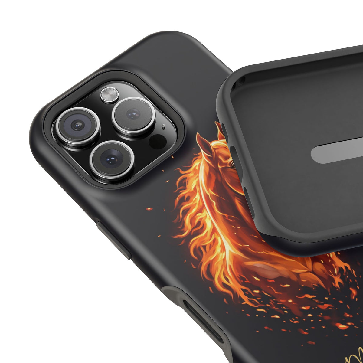 Personalized Fire & Ember Horse Phone Case — Tough Magnetic Case with Wireless Charging