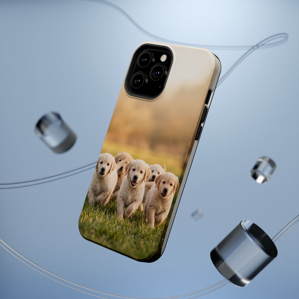 Golden Retriever Puppies Phone Case — Impact-Resistant Wireless Charging Cover