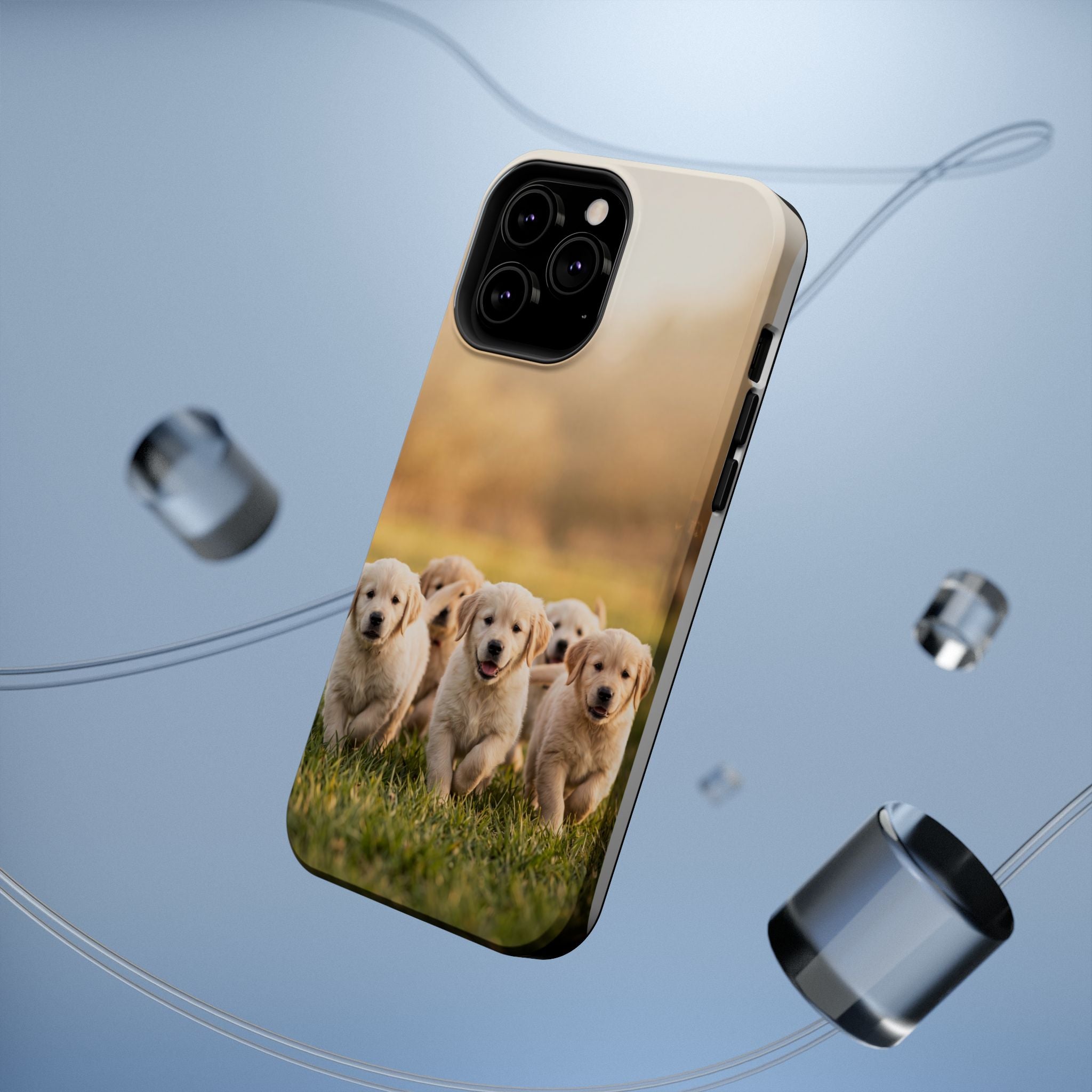 Golden Retriever Puppies Phone Case — Impact-Resistant Wireless Charging Cover