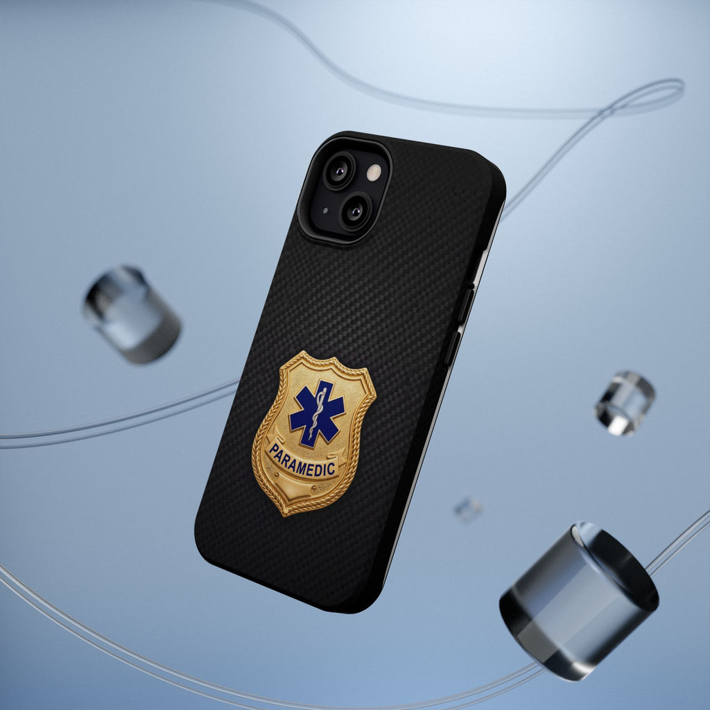 Gold Paramedic Badge Black Phone Case — Magnetic Wireless Charging Cover