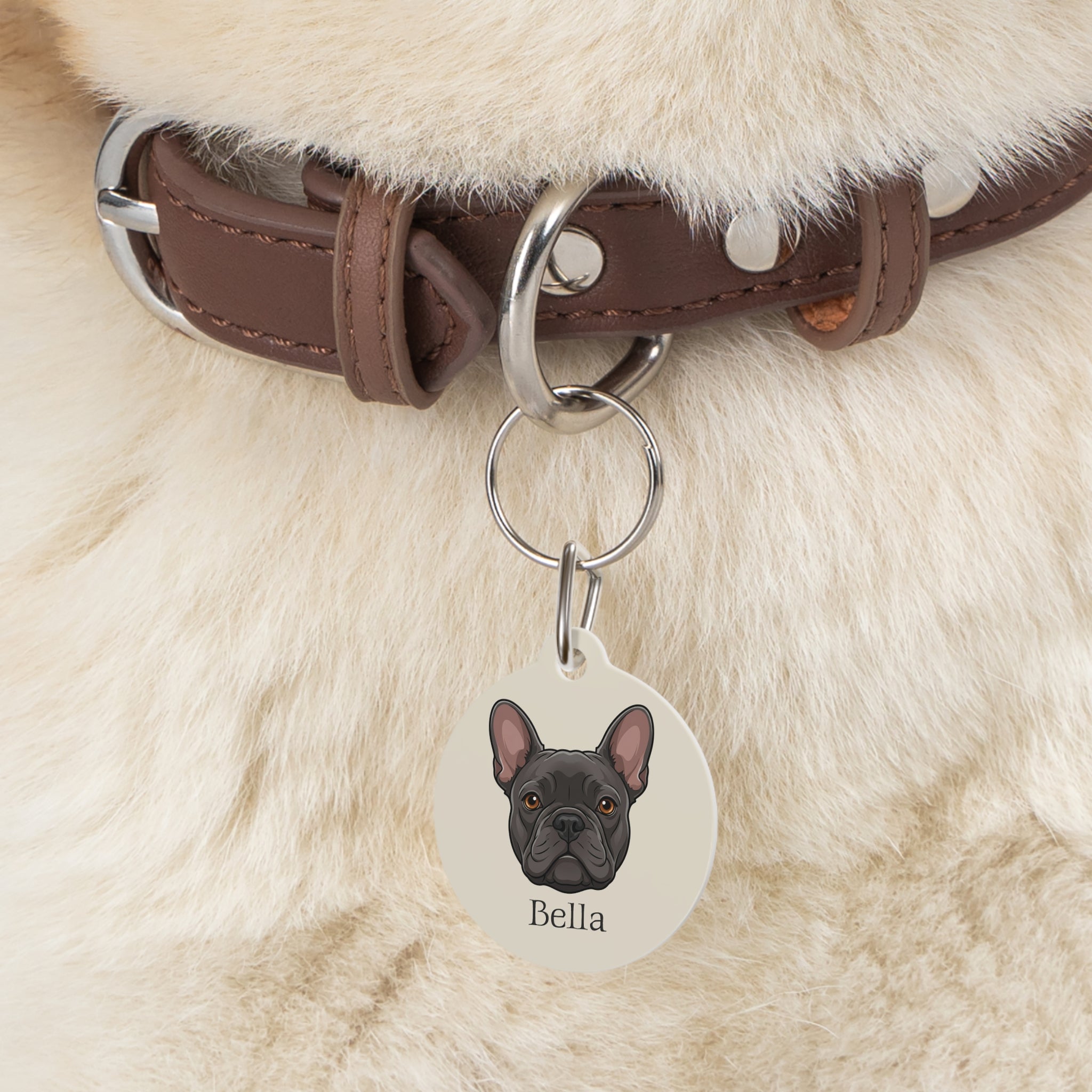 Personalized French Bulldog Pet Tag – Custom Photo & Name Dog ID Tag