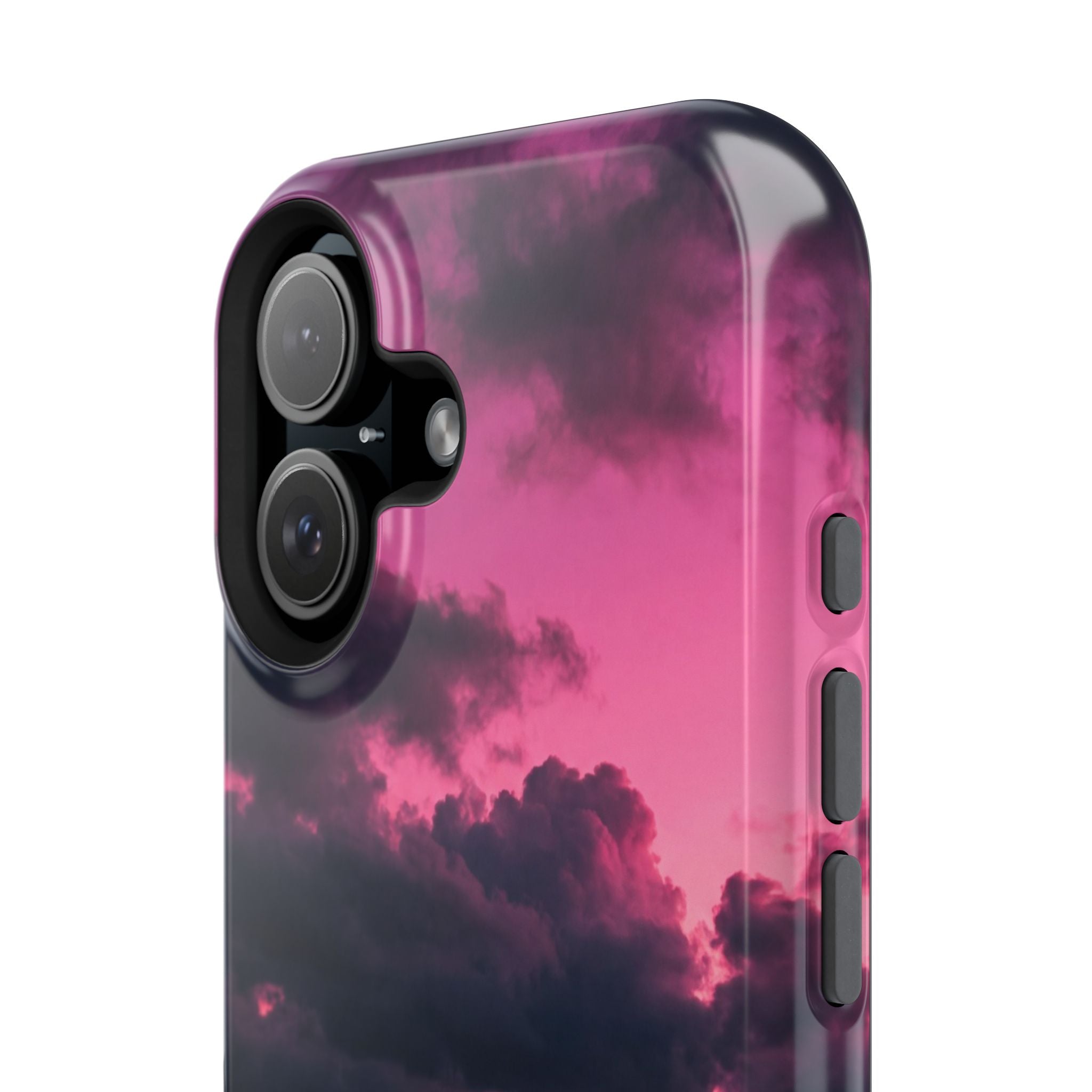 Pink Sky Paw Print Phone Case — Impact-Resistant Wireless Charging Cover
