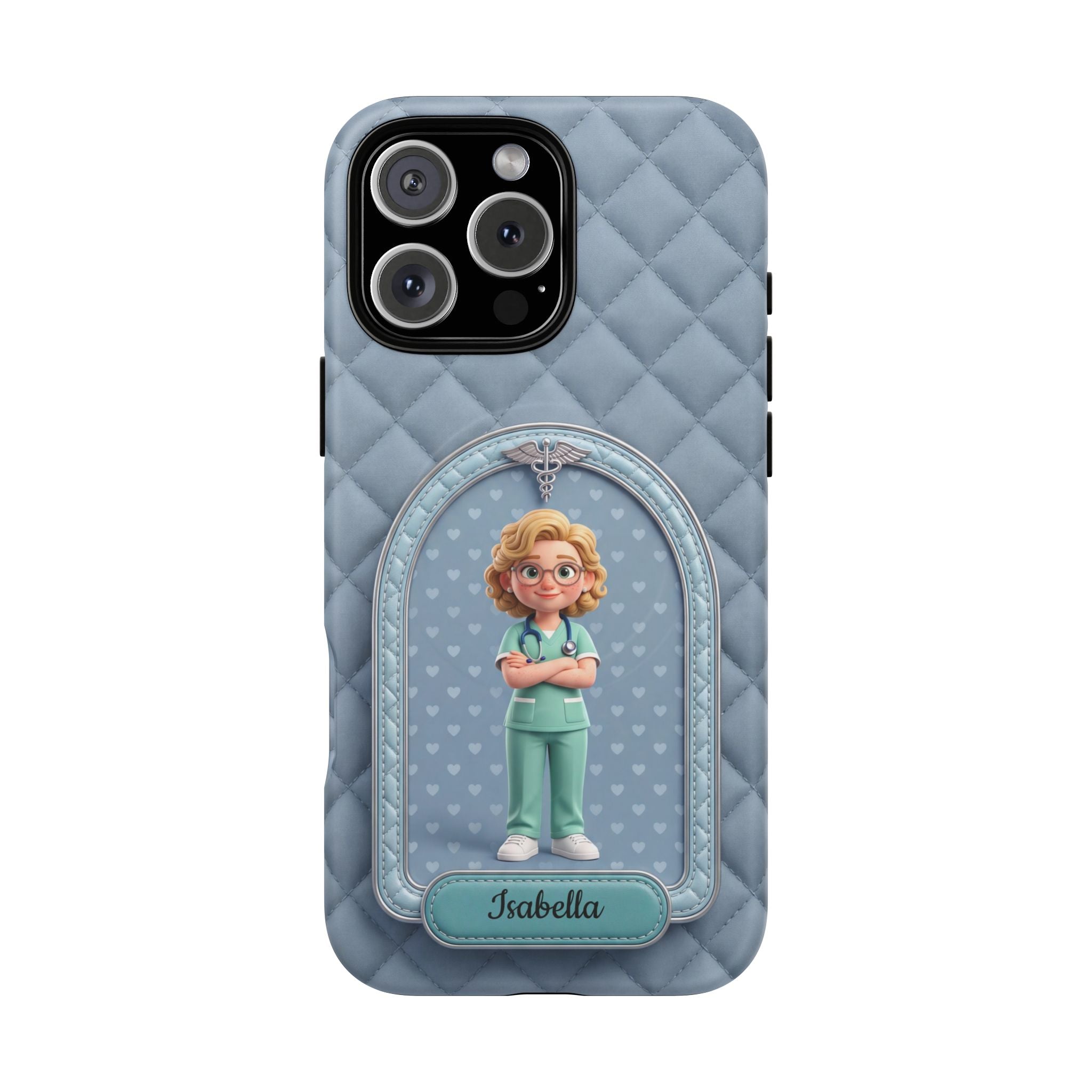 Personalized Nurse Phone Case | Quilted Badge Design, Custom Name iPhone Case
