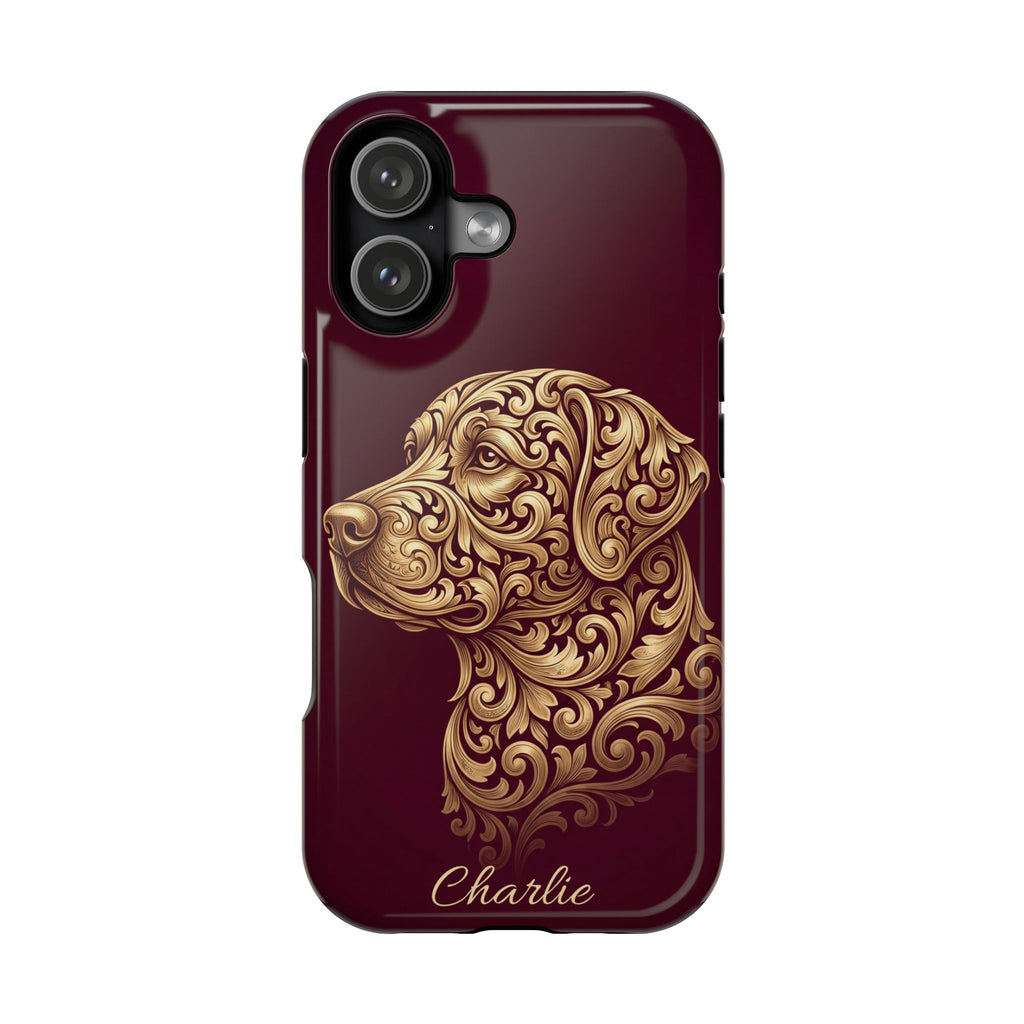 Personalized Gold Filigree Labrador Phone Case — Tough Magnetic Case with Wireless Charging