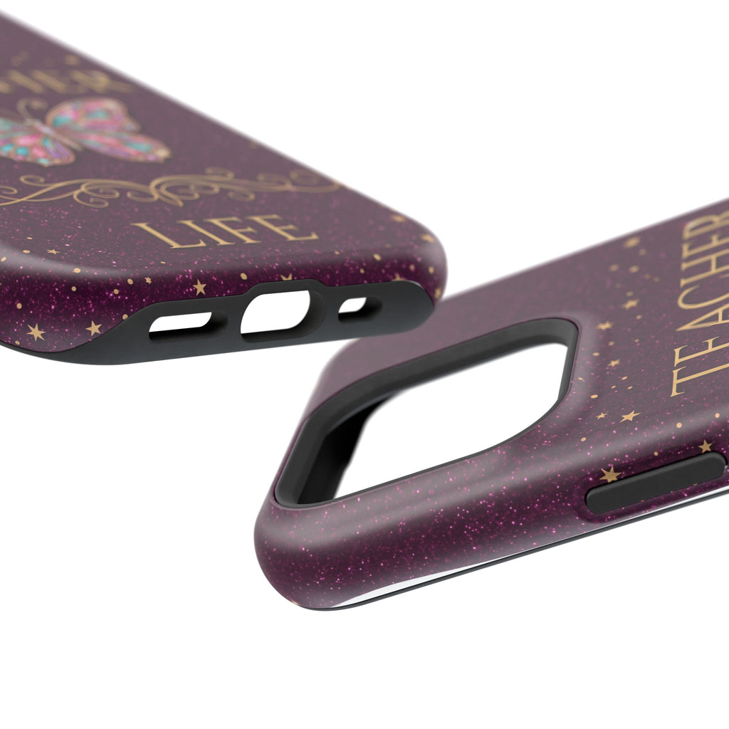Teacher Life Glitter Butterfly Phone Case — Wireless Charging Cover