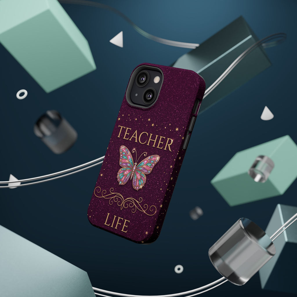 Teacher Life Glitter Butterfly Phone Case — Wireless Charging Cover