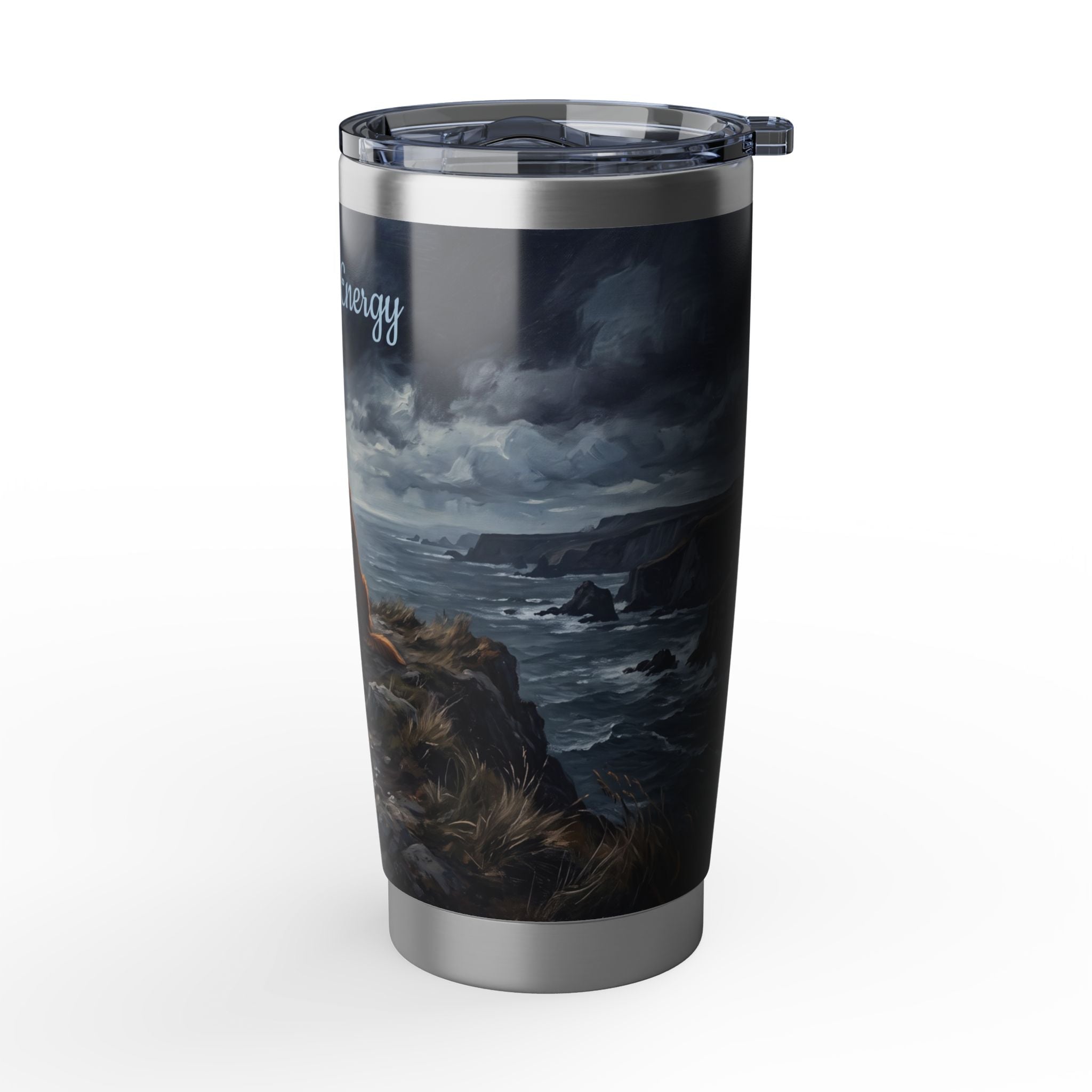 Golden Retriever Tumbler Personalized – 20 oz Stainless Steel Travel Mug with Custom Name, Coastal Cliffs Design