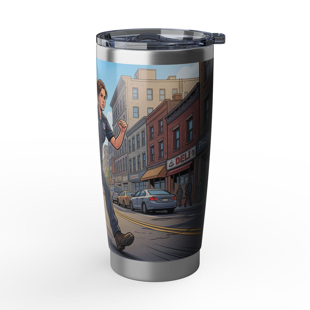 Paramedic/EMT 20oz Tumbler – Female Paramedic Running Illustration in Daytime
