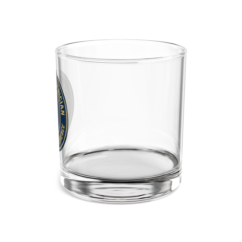 Licensed Electrician Badge Rocks Glass 10oz — Navy & Gold Whiskey Tumbler