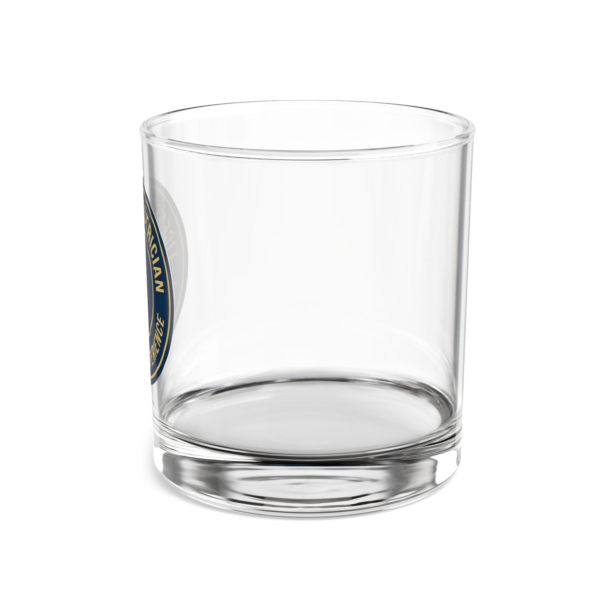 Licensed Electrician Badge Rocks Glass 10oz — Navy & Gold Whiskey Tumbler