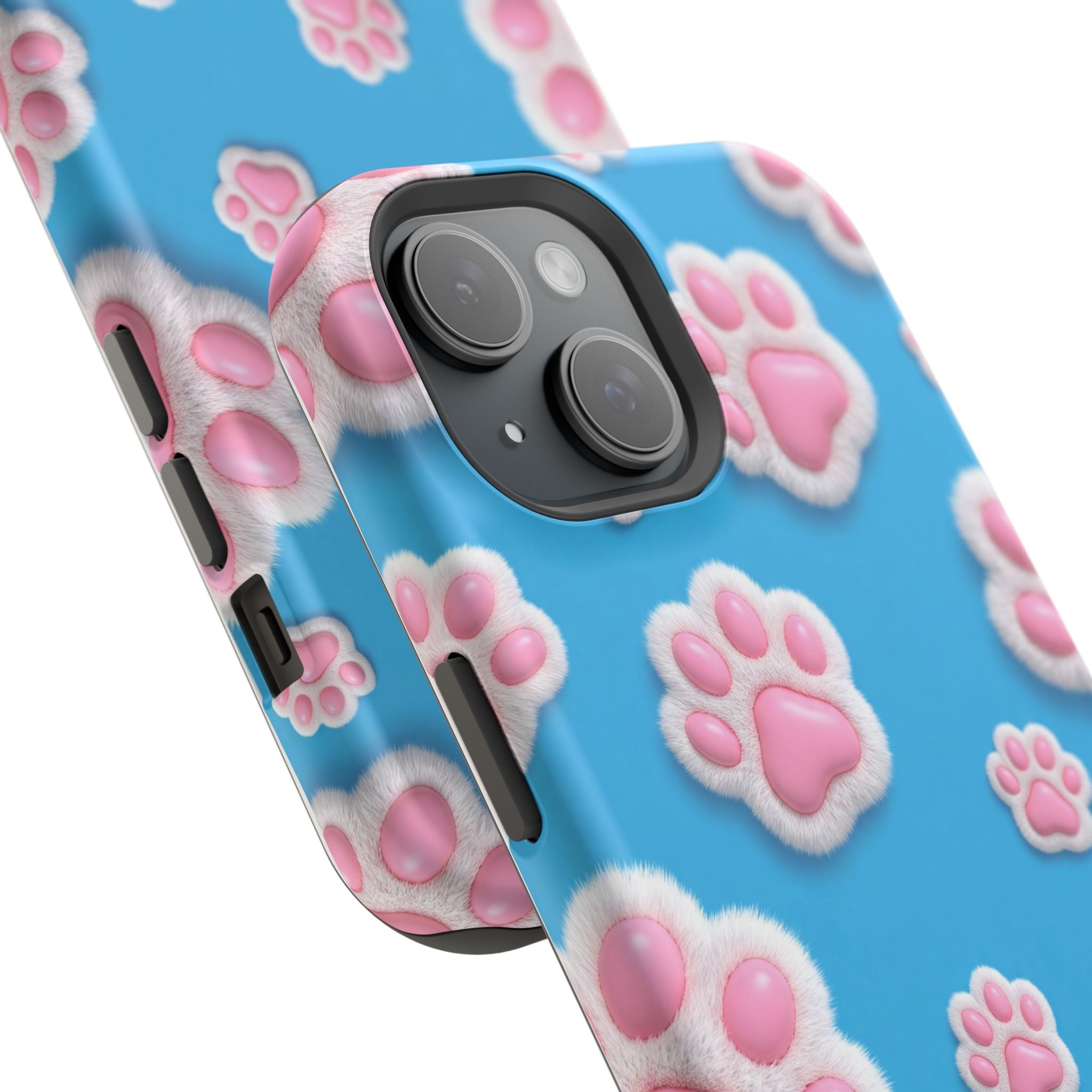 Fluffy Paw Print Phone Case | Cute 3D Pink Paw Pattern Case for Dog & Cat Lovers | iPhone & Samsung