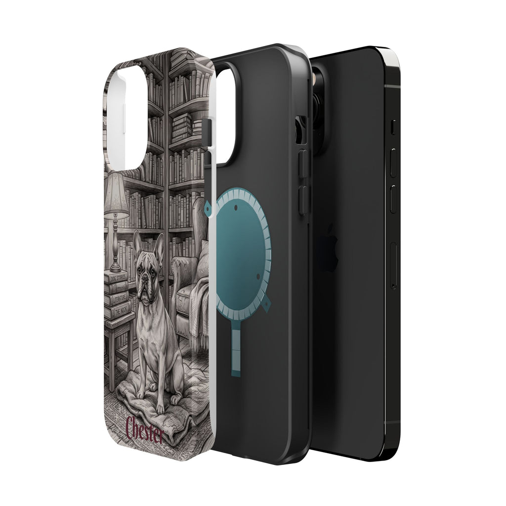 Personalized French Bulldog Library Study Phone Case — Wireless Charging Cover