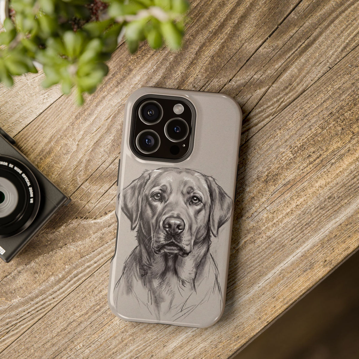 Charcoal Sketch Labrador Phone Case — Tough Magnetic Case with Wireless Charging