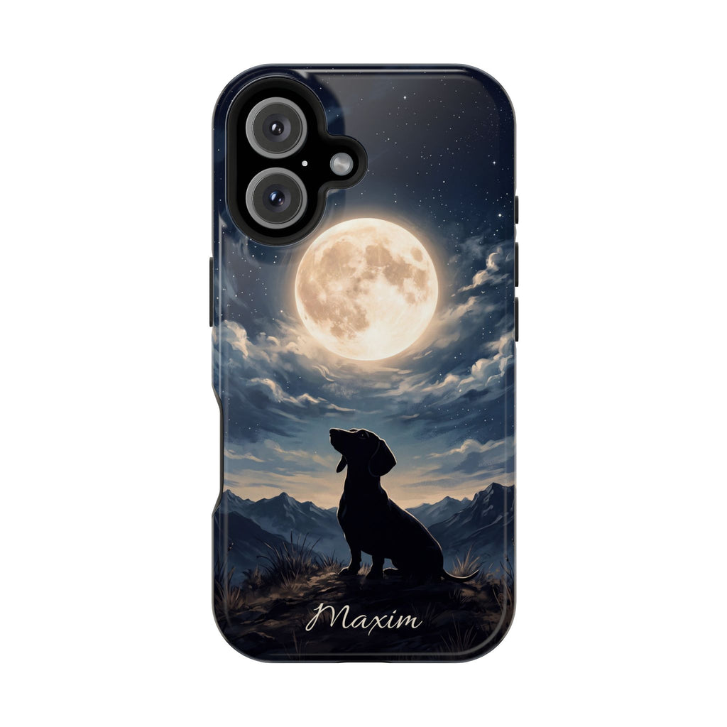 Personalized Dachshund Moonlight Phone Case — Wireless Charging Cover