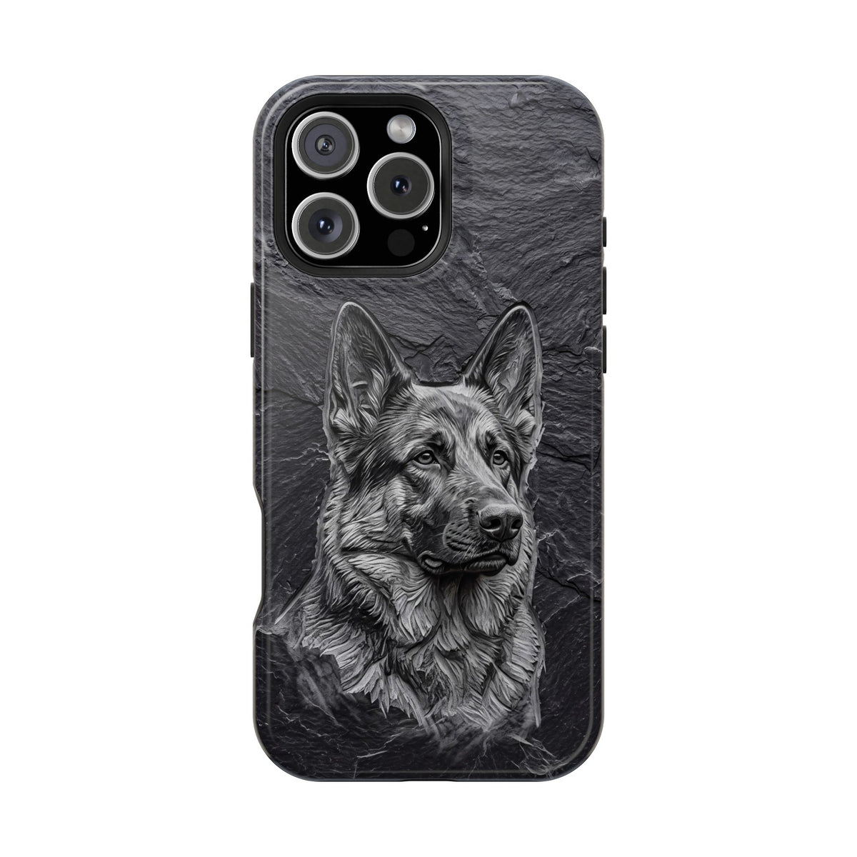 German Shepherd Phone Case | Carved Stone Art — Tough Magnetic Case with Wireless Charging