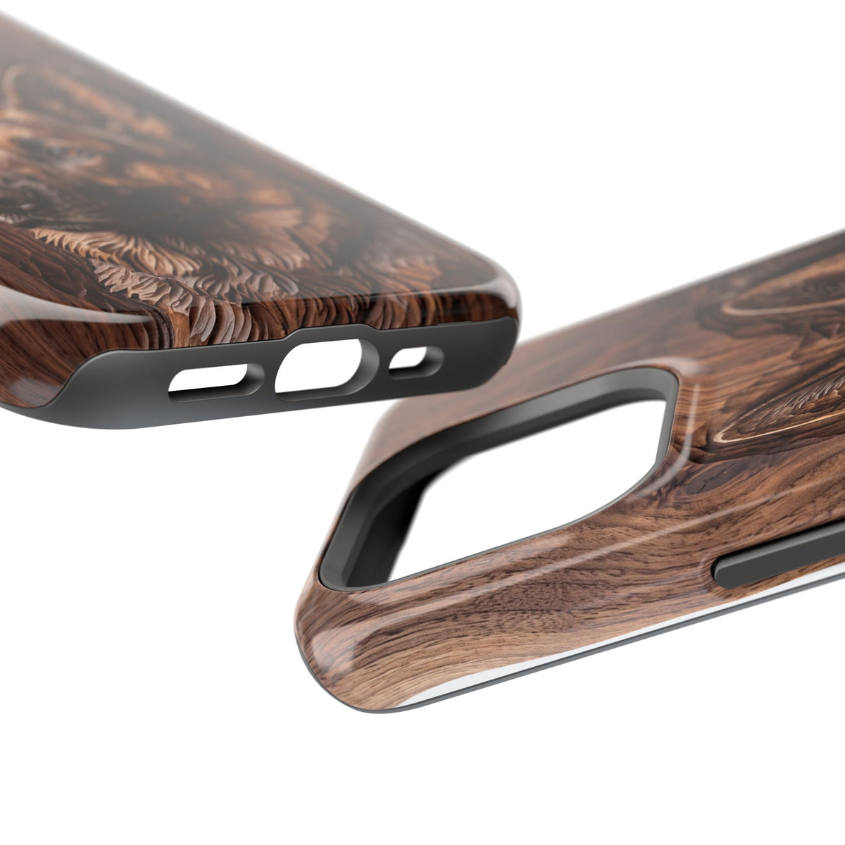 German Shepherd Phone Case | Carved Walnut Art — Tough Magnetic Case with Wireless Charging