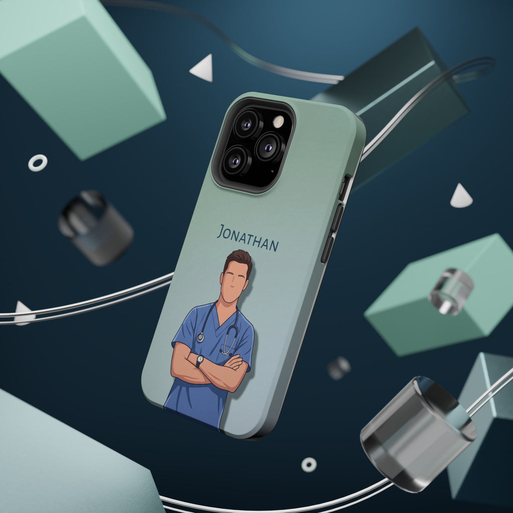 Personalized Nurse Portrait Phone Case — Impact-Resistant Wireless Charging Cover