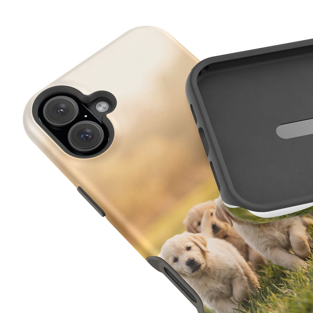 Golden Retriever Puppies Phone Case — Impact-Resistant Wireless Charging Cover
