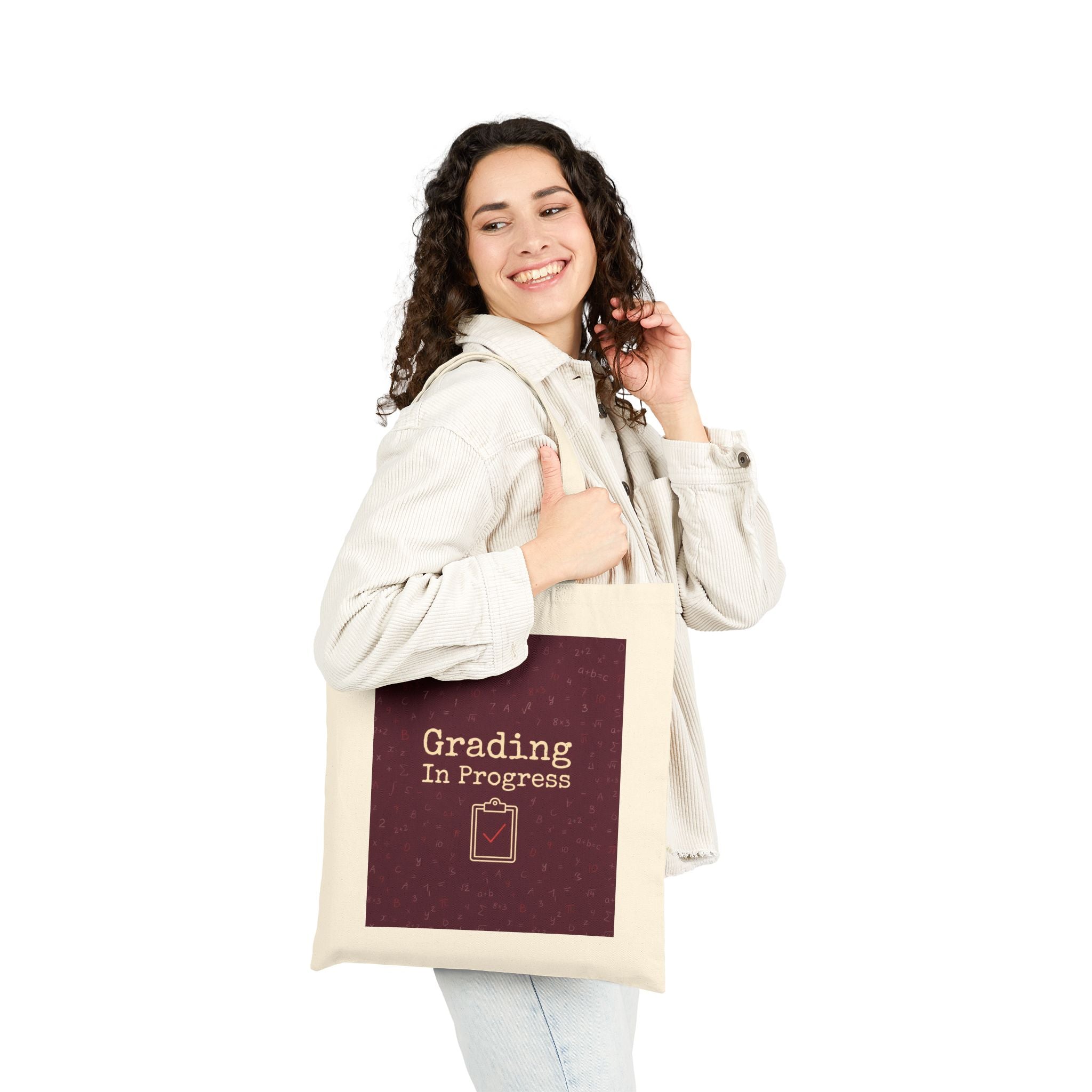 Grading In Progress - Teacher Tote Bag — Teacher Canvas Tote, Funny Teacher Gift for Graders
