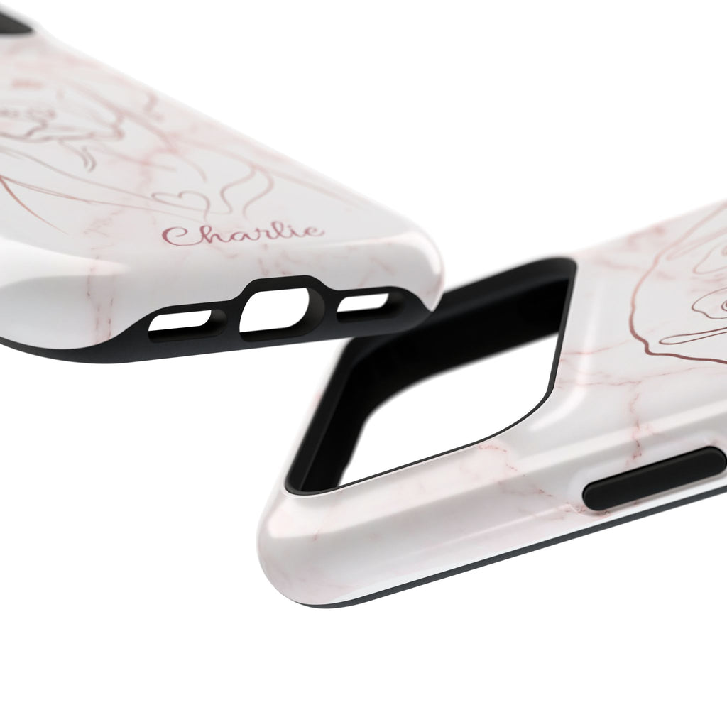 Personalized Rose Gold Marble Labrador Phone Case — Tough Magnetic Case with Wireless Charging