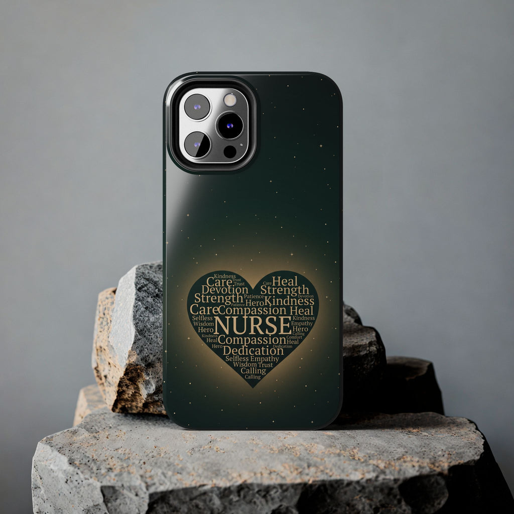 Nurse Heart Tough Phone Case — Inspirational Word Cloud Tribute - iphone and Samsung Galaxy series
