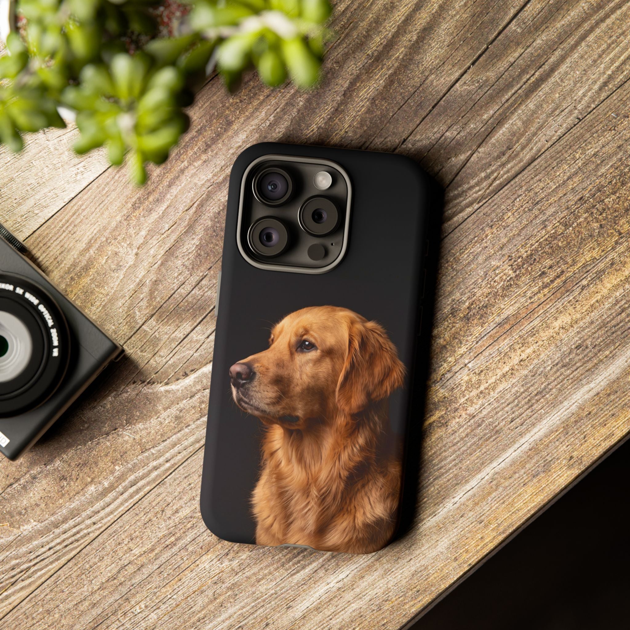 Golden Retriever Portrait Phone Case | Realistic Dog Photo on Black Background | iPhone & Samsung