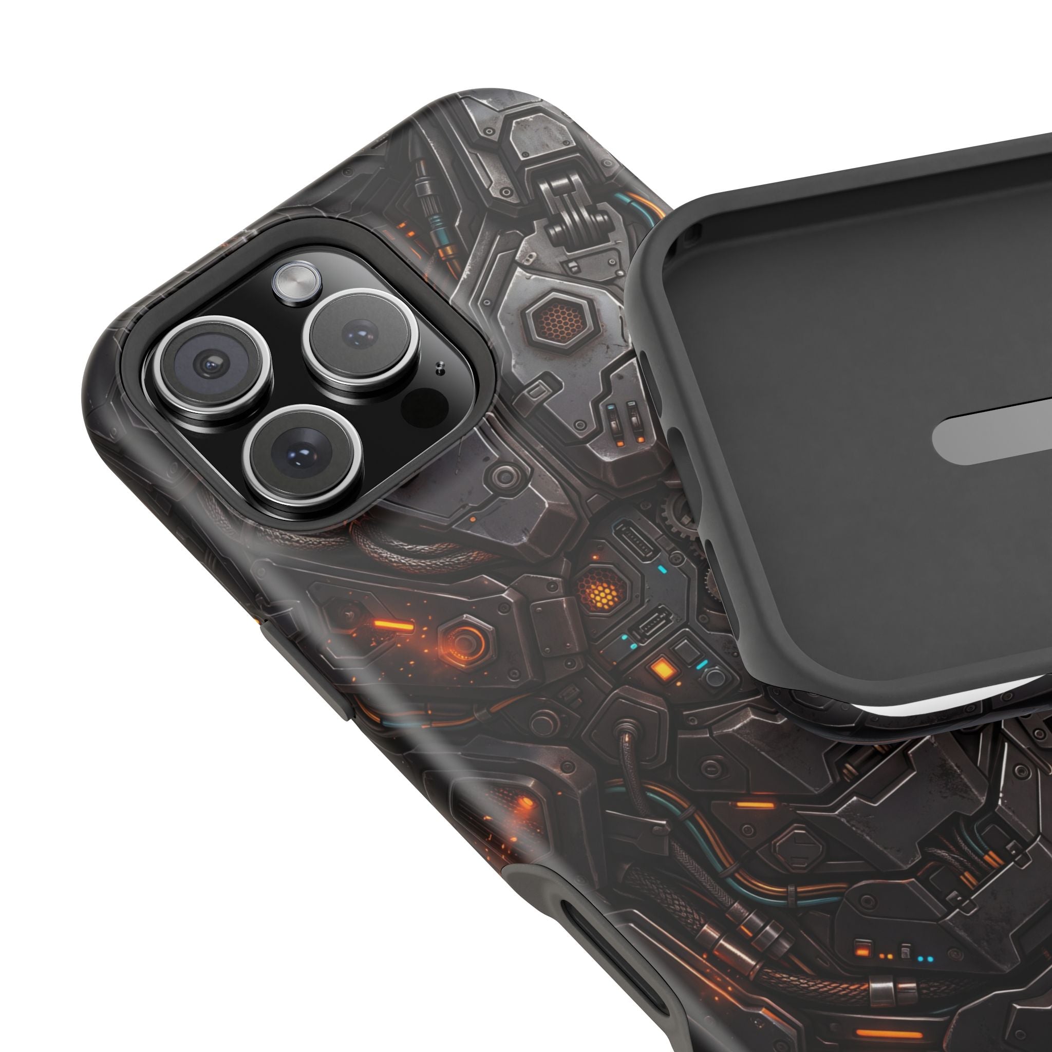 Mech Armor Phone Case — Industrial Circuit Wireless Charging Cover