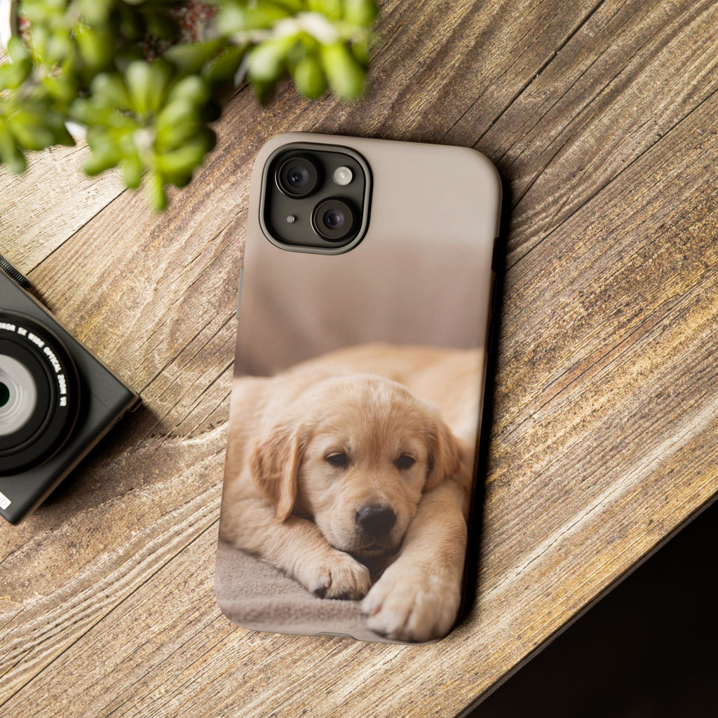 Sleepy Golden Retriever Puppy Phone Case | Cozy Cuddly Puppy Portrait | Samsung & iPhone