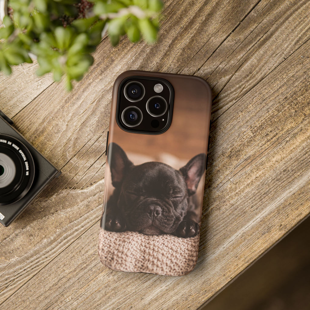 Sleeping French Bulldog Phone Case | Cozy Frenchie Resting on Blanket | iPhone & Samsung