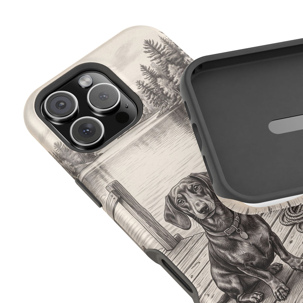 Personalized Dachshund Sunset Beach Phone Case — Wireless Charging Cover