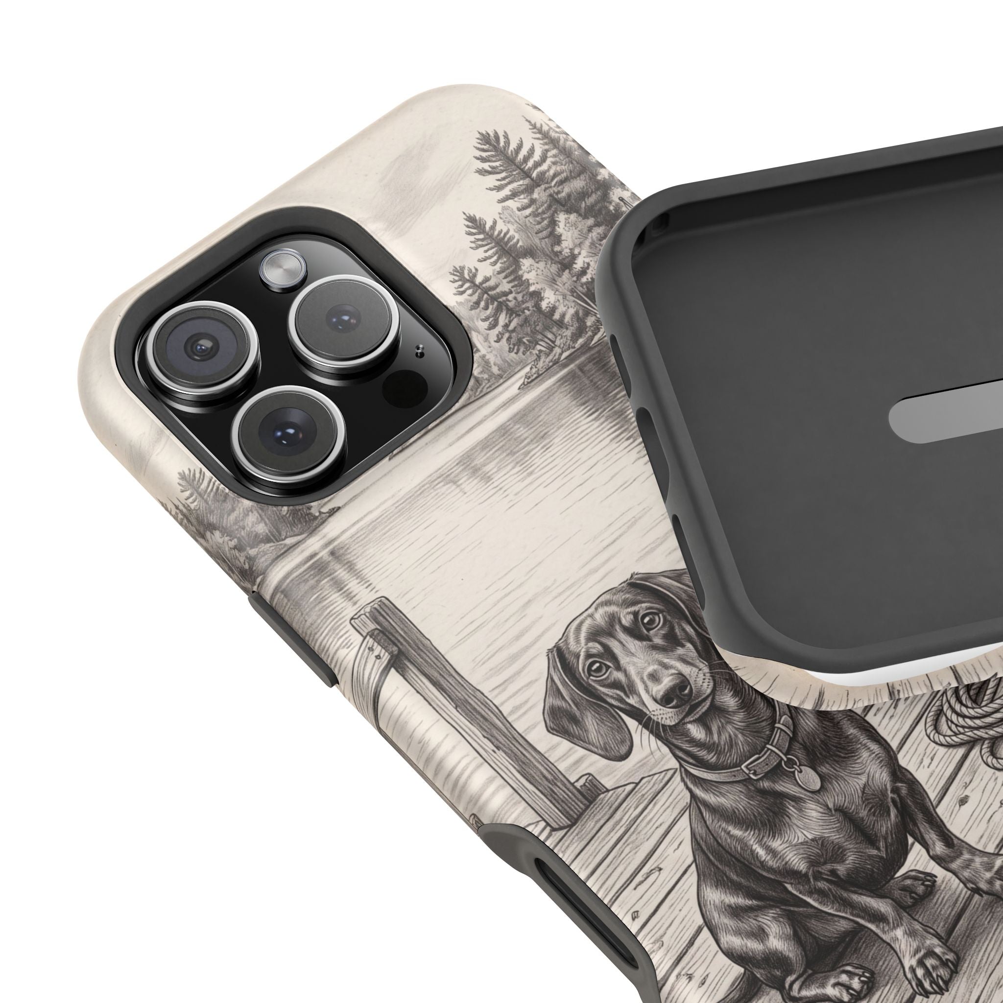Personalized Dachshund Sunset Beach Phone Case — Wireless Charging Cover
