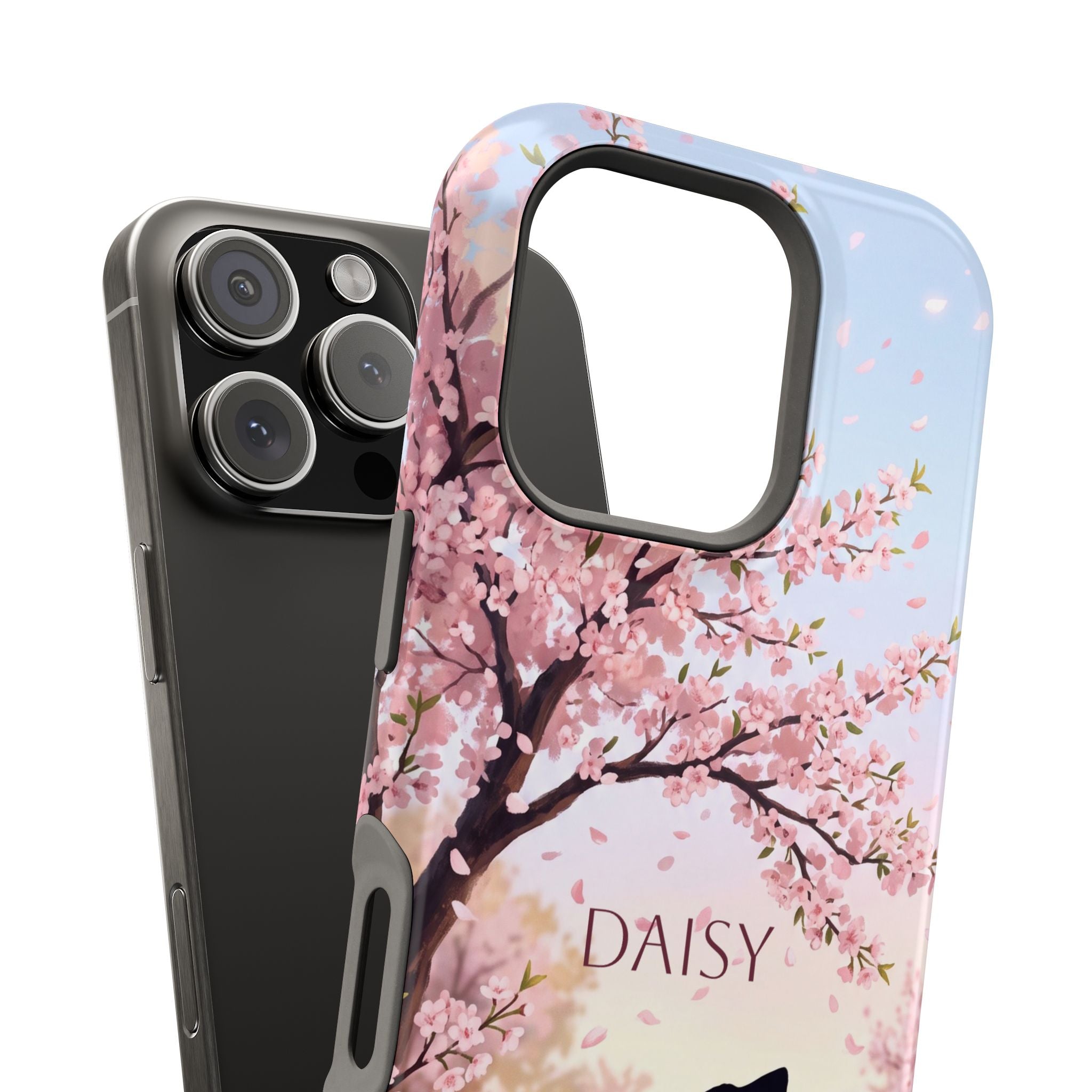 Personalized Dachshund Cherry Blossom Phone Case — Wireless Charging Cover