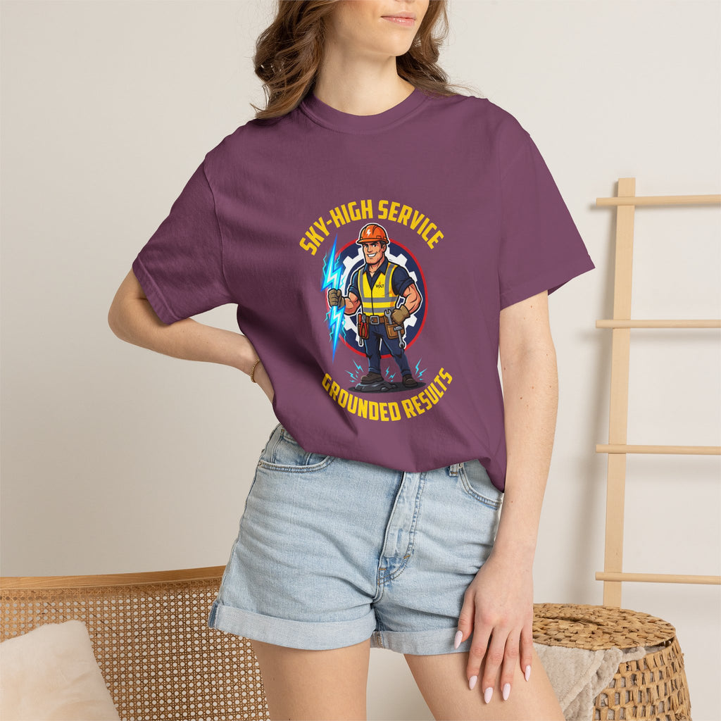 Sky-High Service Grounded Results Electrician T-Shirt