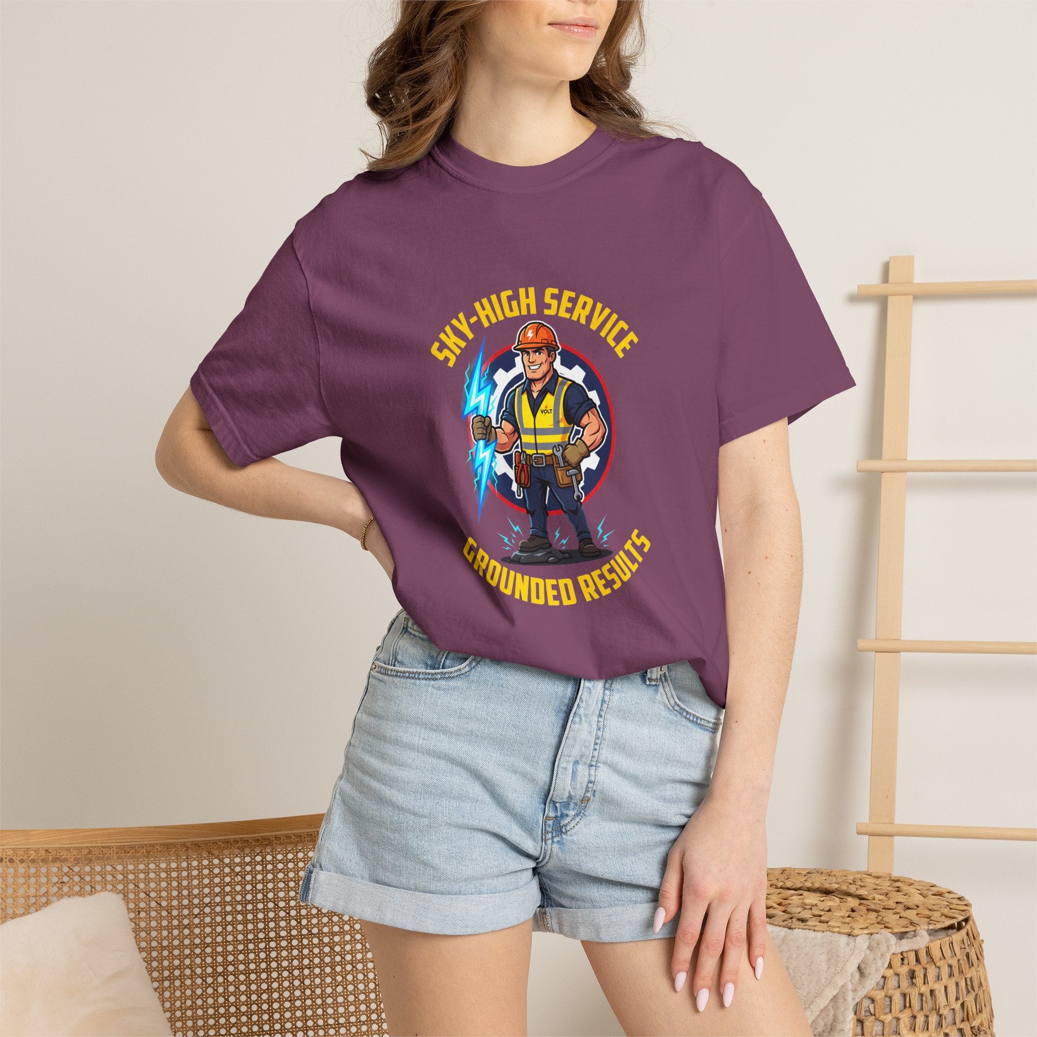 Sky-High Service Grounded Results Electrician T-Shirt