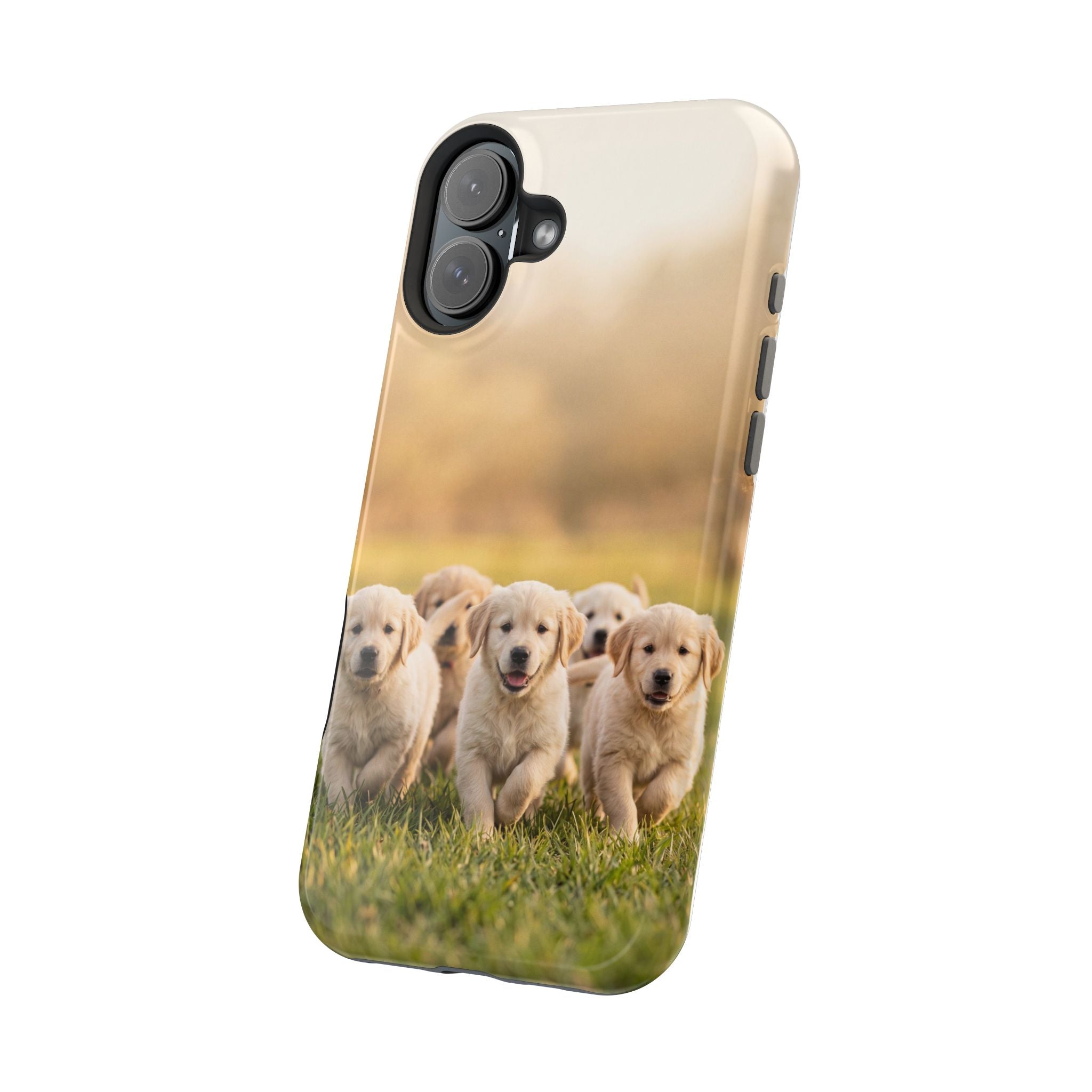 Golden Retriever Puppies Phone Case — Impact-Resistant Wireless Charging Cover